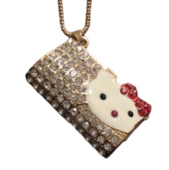 Other - New Hello Kitty Rhinestone Enamel Purse Necklace